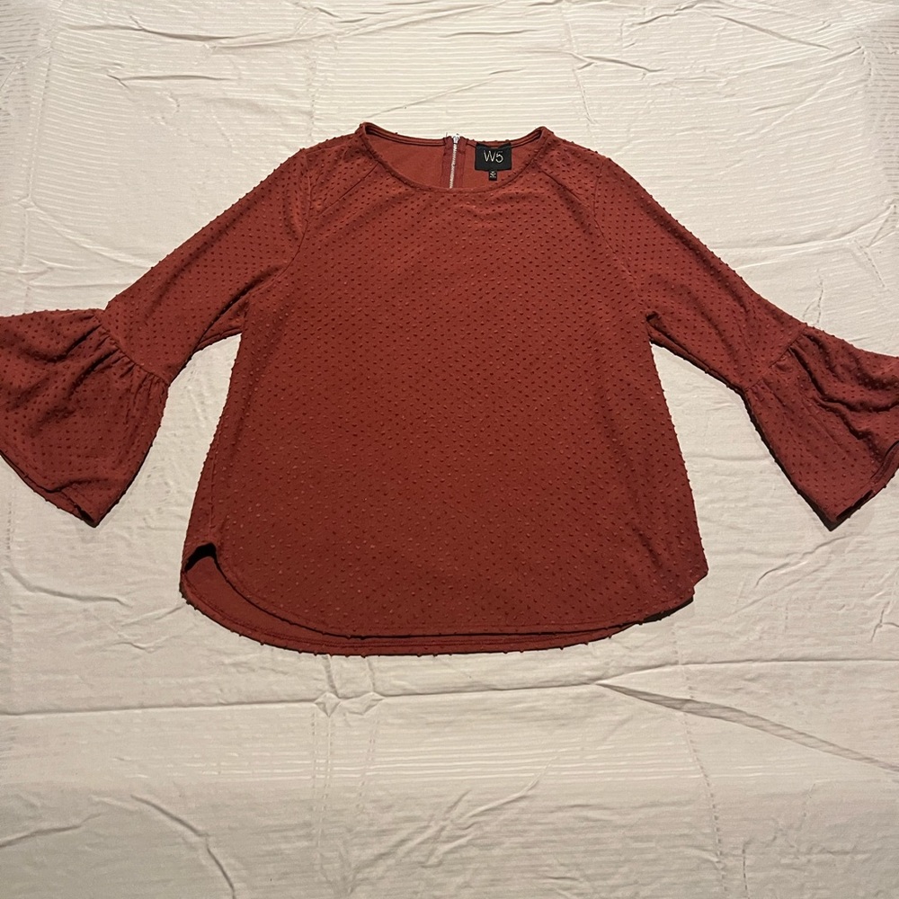 3/4 bell sleeve rust color blouse - work wear
